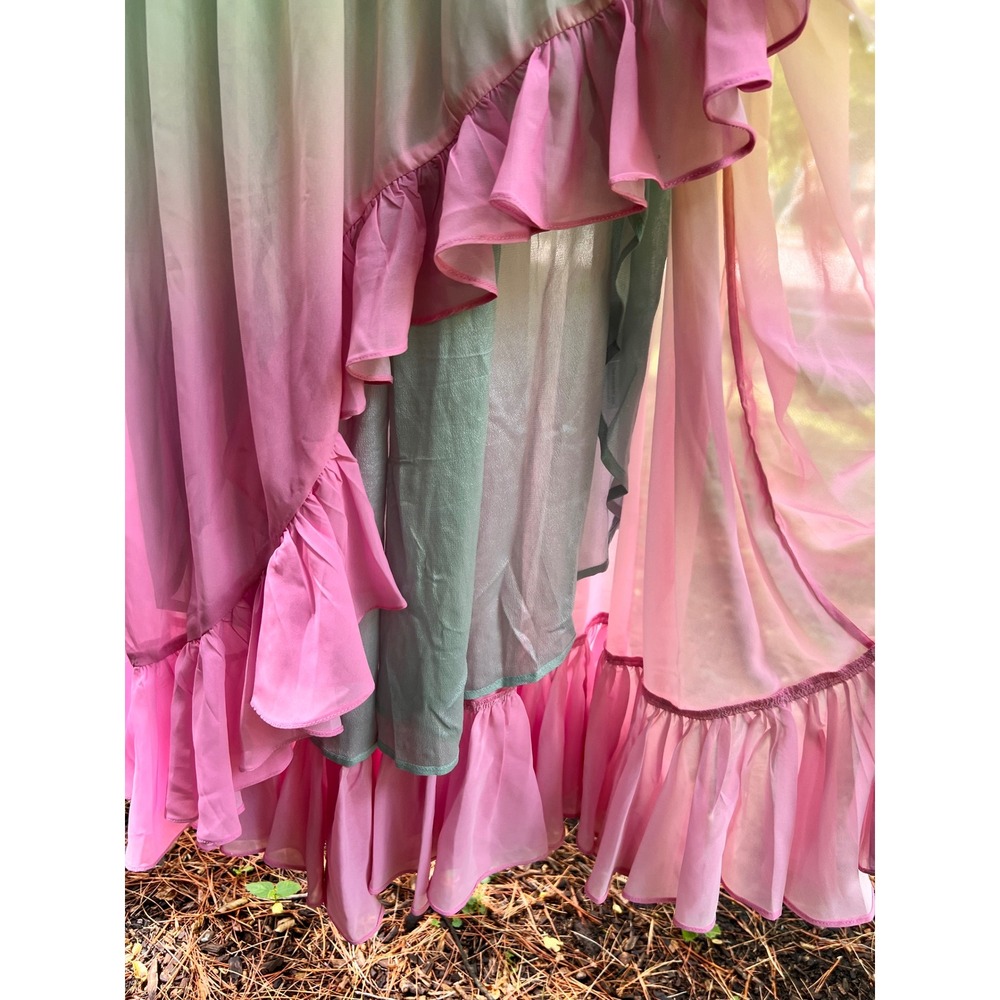 Rococo Sand Ciel Maxi Dress Women Small Pink Ombre LNWOT High Low Ruffle Tiered - Picture 8 of 9